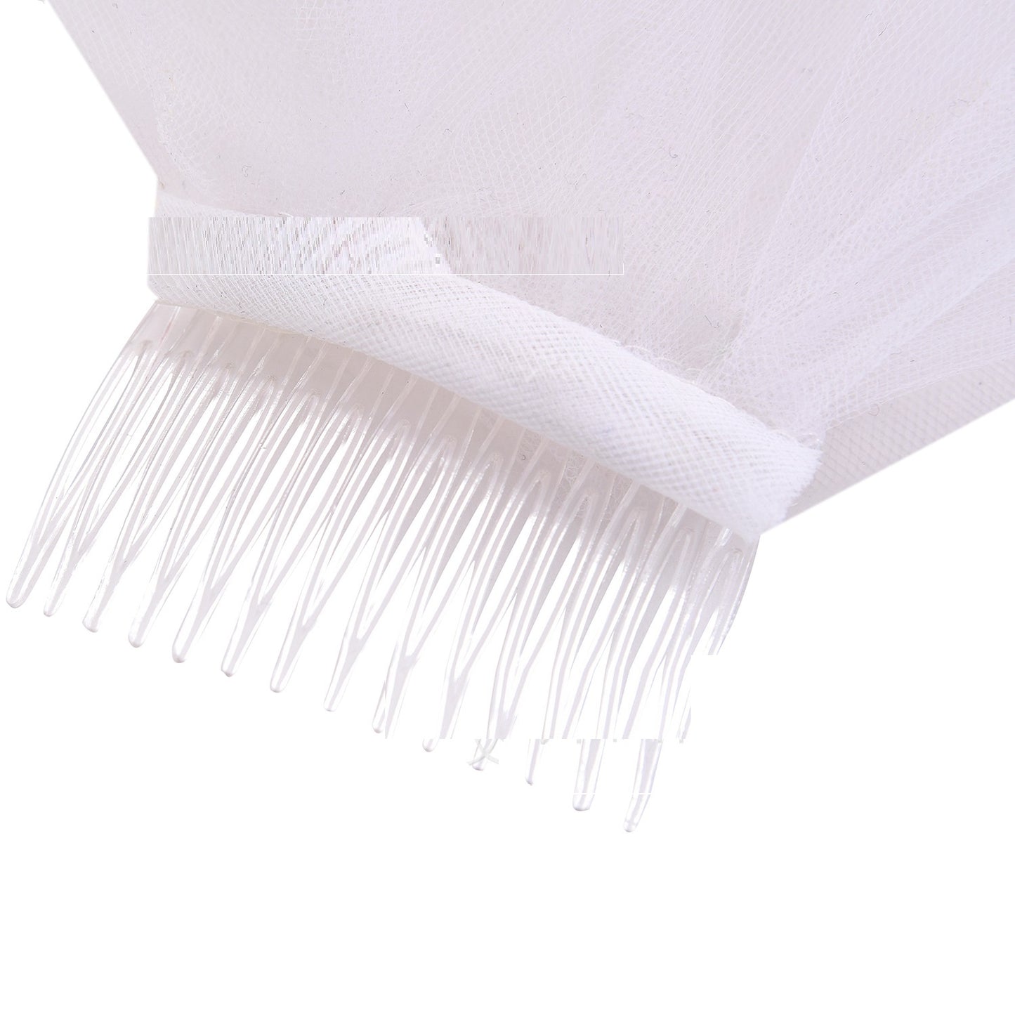 Elegant White Bridal Comb Veil with Double Layer