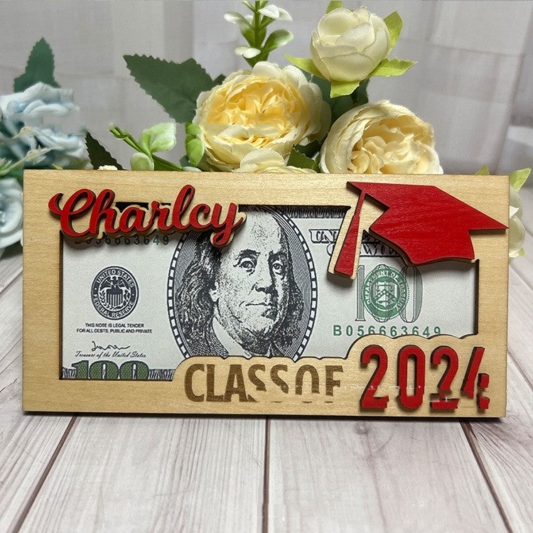 Engraved Wooden Graduation Wallet - Personalized Gift for Grads