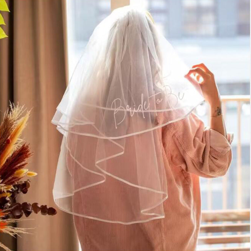 Elegant White Bridal Comb Veil with Double Layer