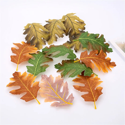 10pcs Artificial Maple Leaves For Autumn Decoration Fall Leaves DIY Wedding Party Christmas Crafts Thanksgiving Day New Year's