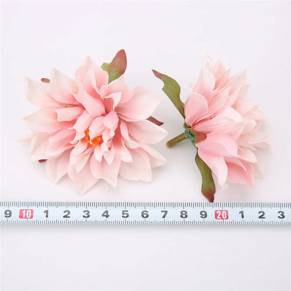 10/20Pcs Dahlia Flower Heads Artificial Flower For Home Decor Fall Flowers Wedding Party Wreath Silk Dahlia Crafts Fake Flowers