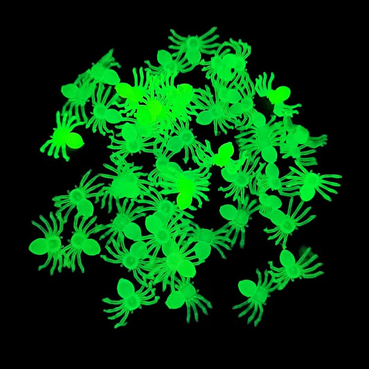 50pcs Glow-in-the-Dark Black Spiders for Halloween Party Decoration - Scary Simulation Toy Supplies