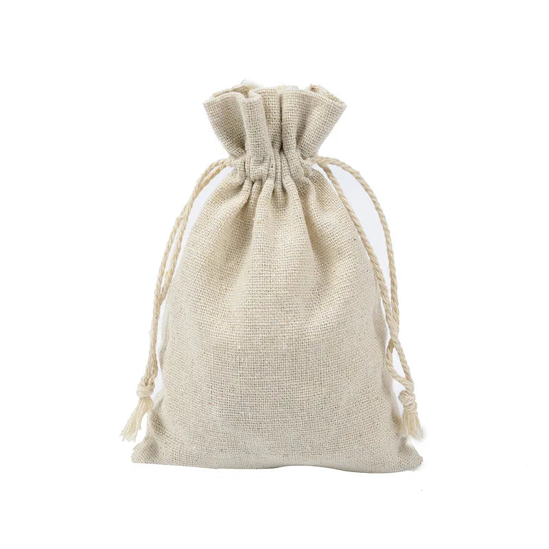 10-Pack Cotton Linen Drawstring Bags - Versatile Burlap Pouches for Weddings, Christmas, Jewelry, and More!