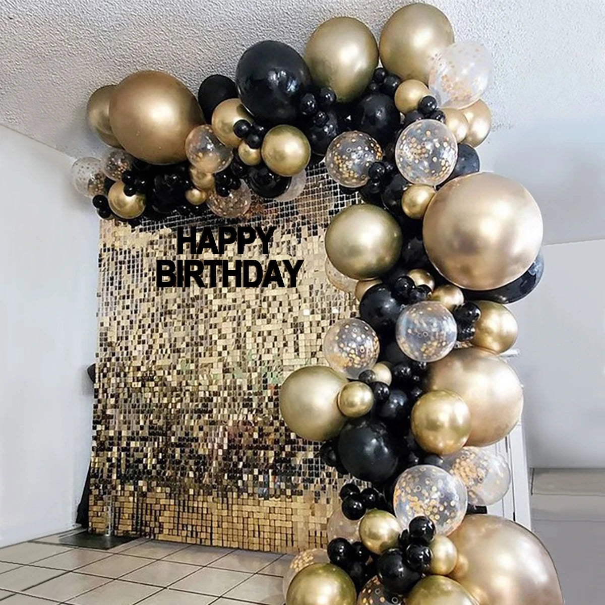 Black and Gold Balloon Arch Kit for Chic Celebrations