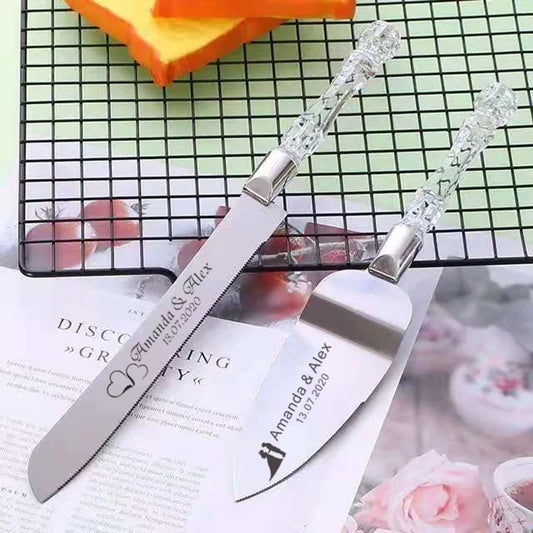 Customizable Personalized Wedding Stainless Steel Cake Set Knife Shovel Pizza Knife Spatula Dessert Bread Knife Birthday Party