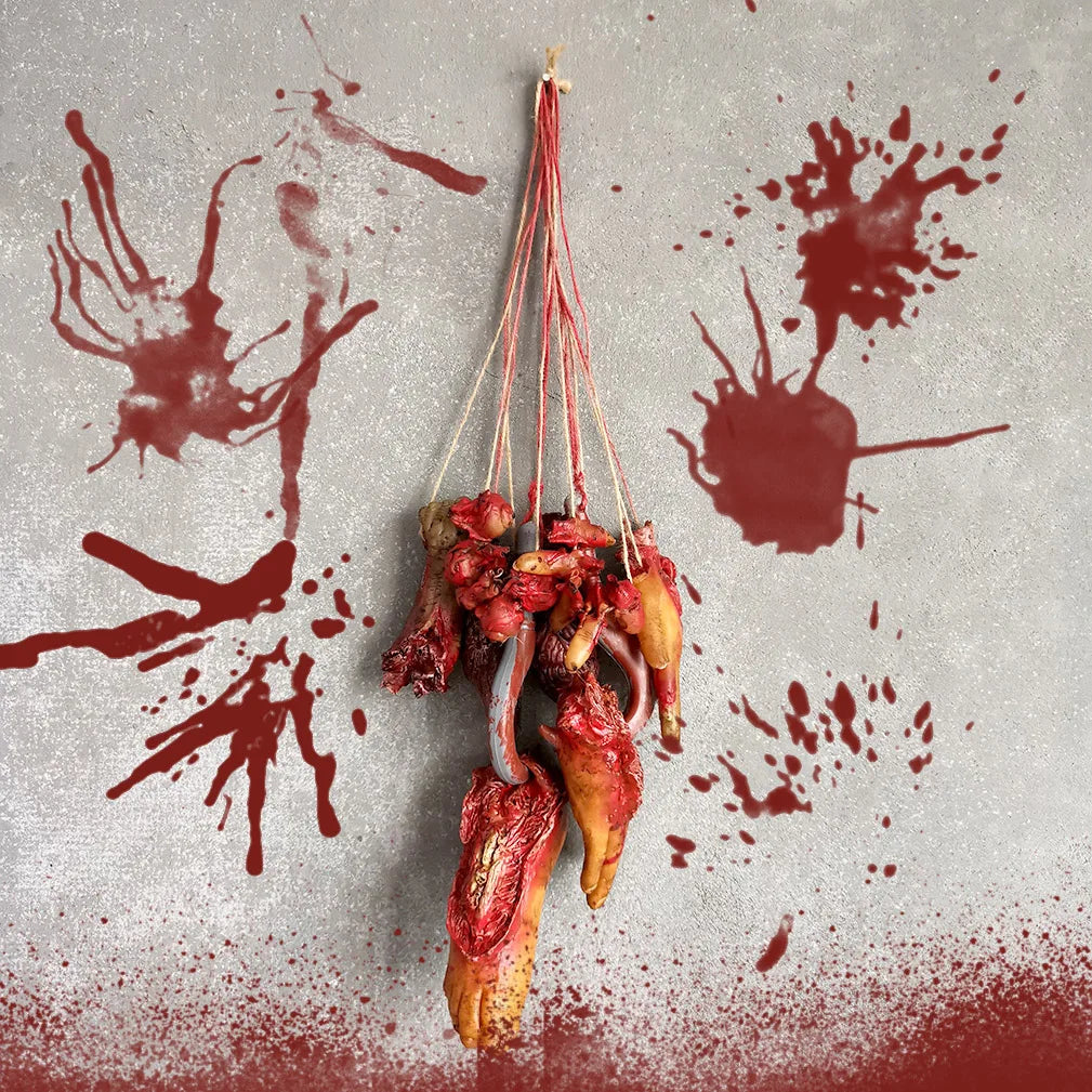 Hanging Severed Bloody Brain Prop for Halloween Horror Decor - Scary Broken Body Parts Ornament