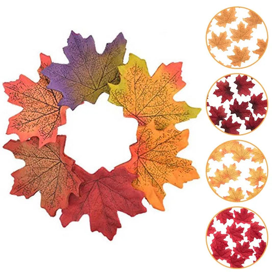 50pcs/bag Artificial Maple Leaves Simulation Flowers Decorative DIY Wedding Party Fall Leaves Decor Home Room Decorations