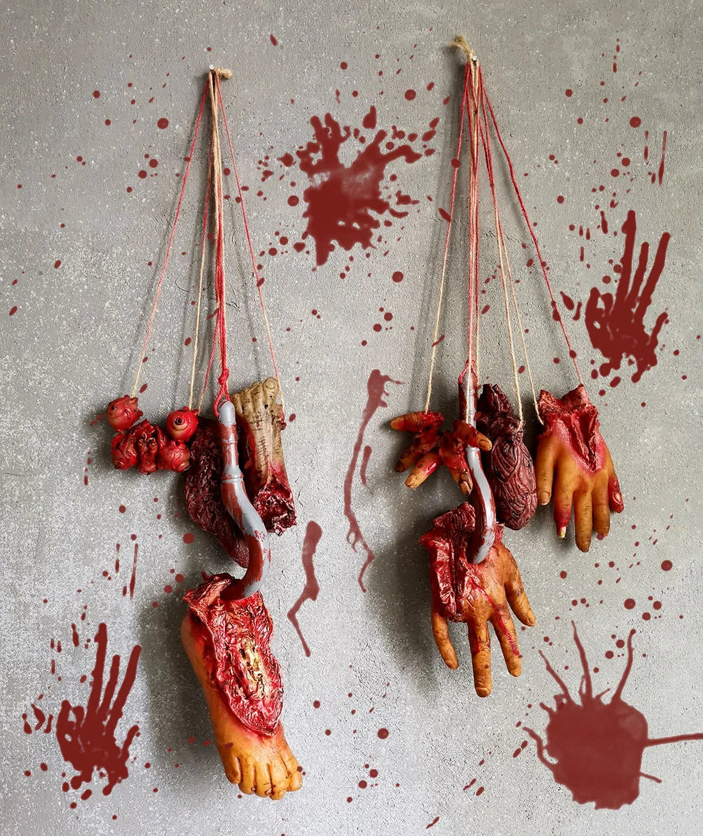 Hanging Severed Bloody Brain Prop for Halloween Horror Decor - Scary Broken Body Parts Ornament