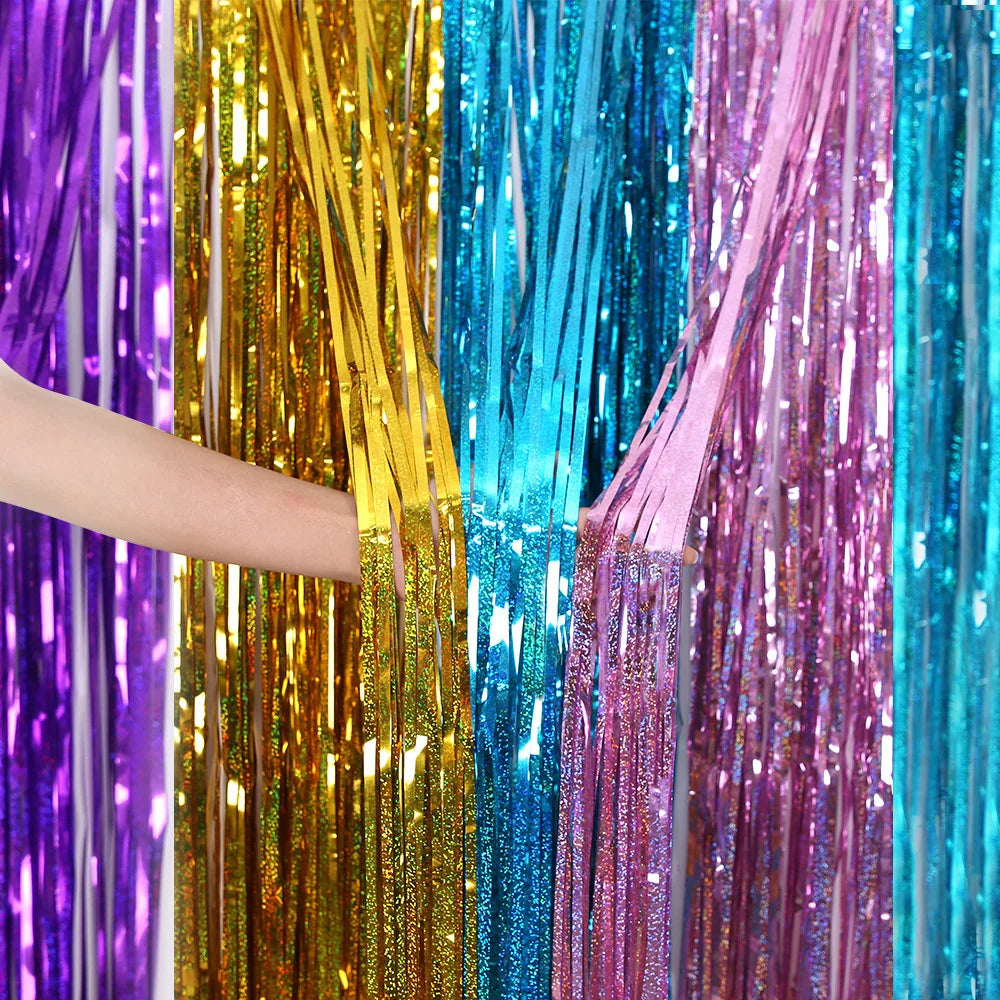 Gleaming Festivity Tinsel Curtain