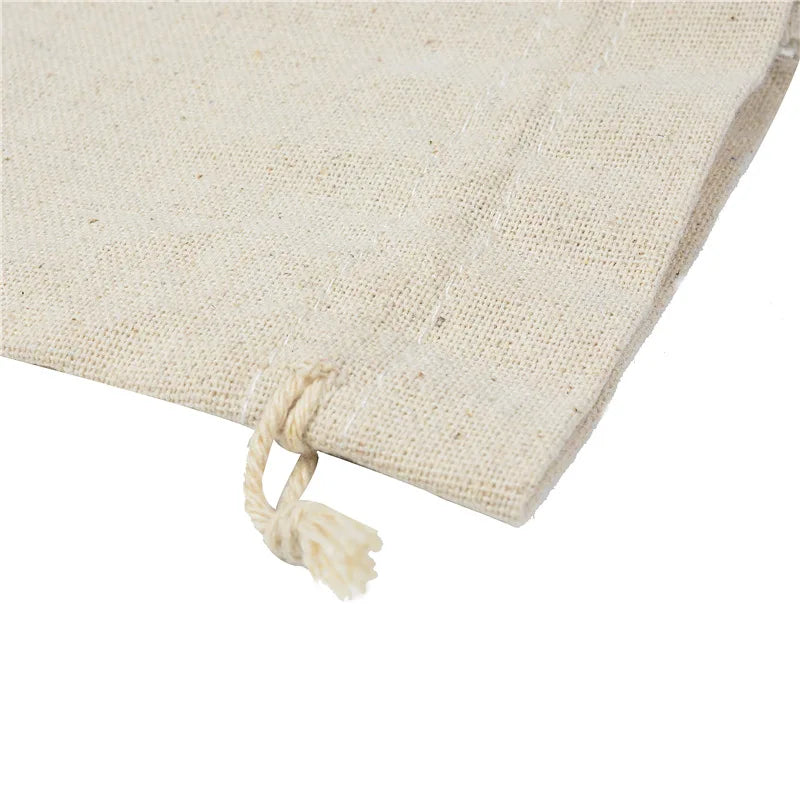 10-Pack Cotton Linen Drawstring Bags - Versatile Burlap Pouches for Weddings, Christmas, Jewelry, and More!