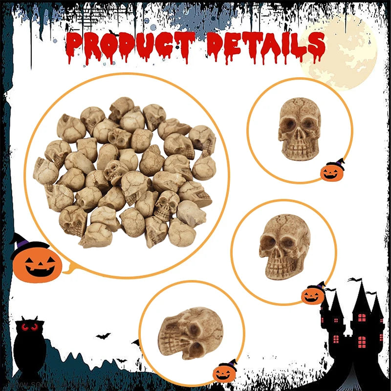 10/20pcs Spooky Skull Figurines - Creepy Resin Skeleton Decorations for Halloween Parties and Haunted Houses