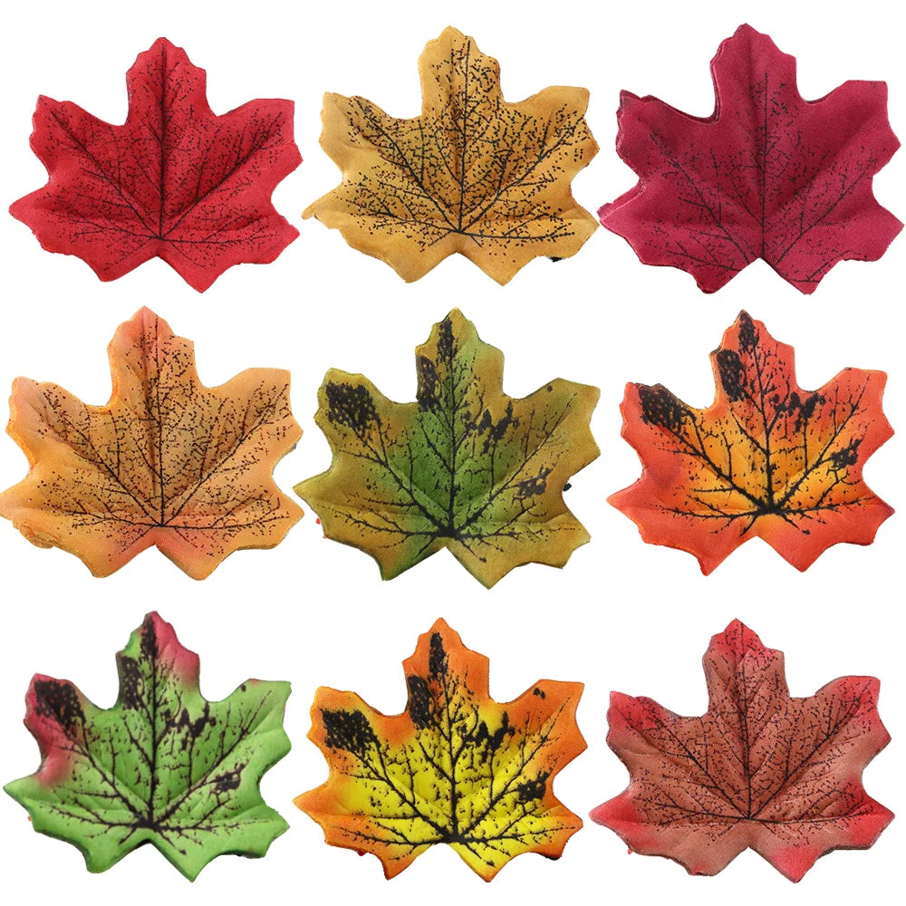 100Pcs/lot Artificial Silk Maple Leaves Multi Color Fake Fall Leaf For Scrapbooking Wedding Thanks Giving Party Decoration Craft