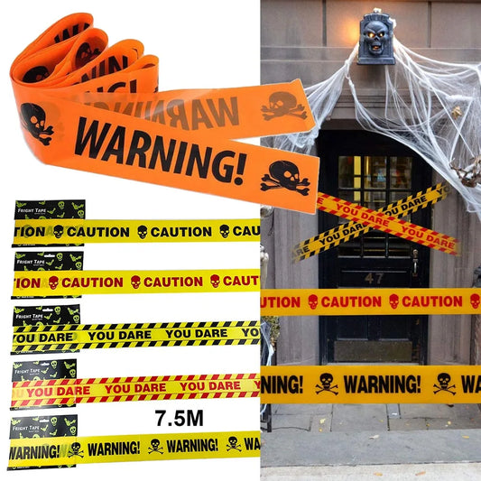 Cautionary Halloween Warning Tape - Scary Decor for Spooky Parties and DIY Decorations