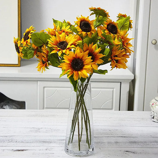 50cm long fall silk artificial sunflowers DIY flowers branch for home wedding autumn decoration fake plastic stem sunflower