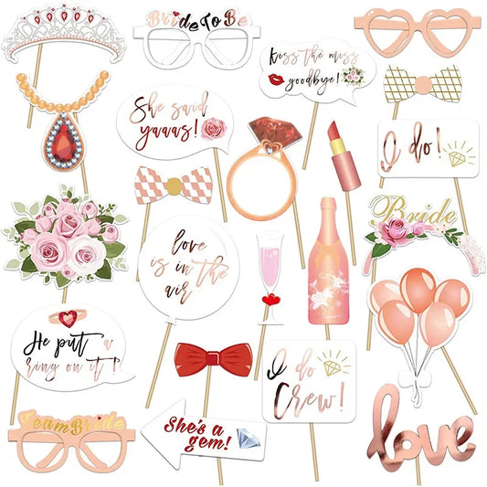 Rose Gold Bride's Party Photo Booth Props Kit