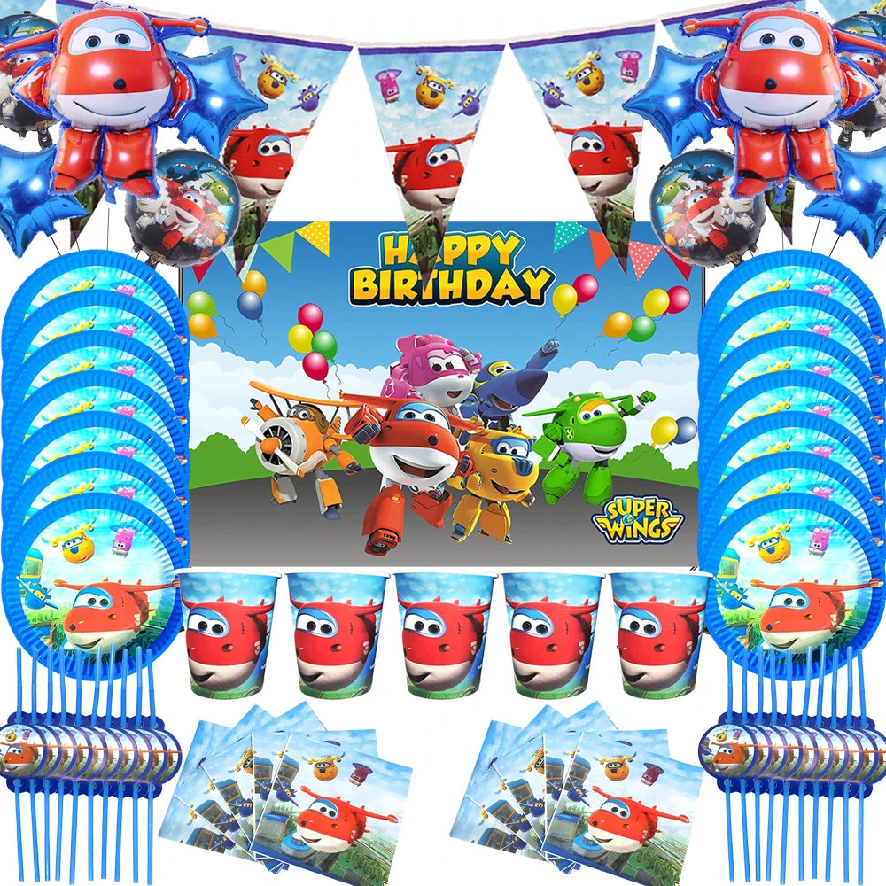 Jet Aircraft Birthday Party Supplies Set - Paper Tableware Decoration Kit