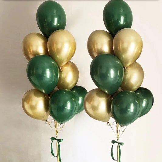 30pcs 10inch Retro Dark Green Chrome Gold Latex Balloons Baby Shower Wedding  Anniversary Birthday Party Decoration DIY Supplies