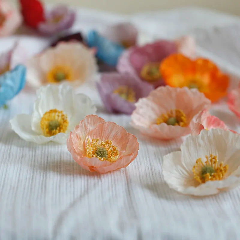 10pcs 5cm/6cm Silk Artificial Poppy Flower Heads For Wedding Party Home Decoration DIY Accessories Fake Flowers Craft