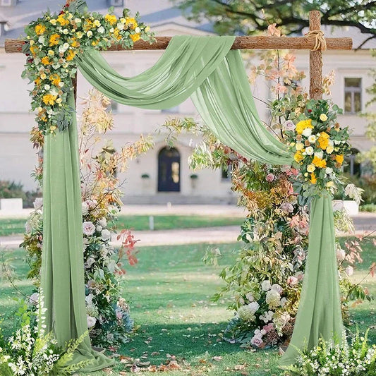 Sage Green Wedding Arch Chiffon Sheer Drapes for Baby Shower Birthday Party Backdrop Curtains Christmas Decoration Home Supplies