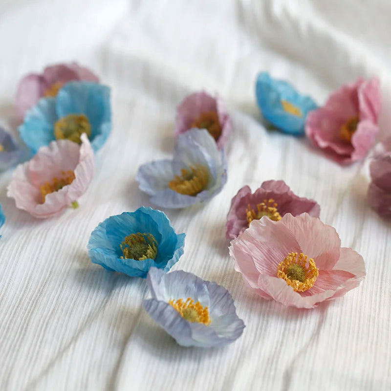 10pcs 5cm/6cm Silk Artificial Poppy Flower Heads For Wedding Party Home Decoration DIY Accessories Fake Flowers Craft