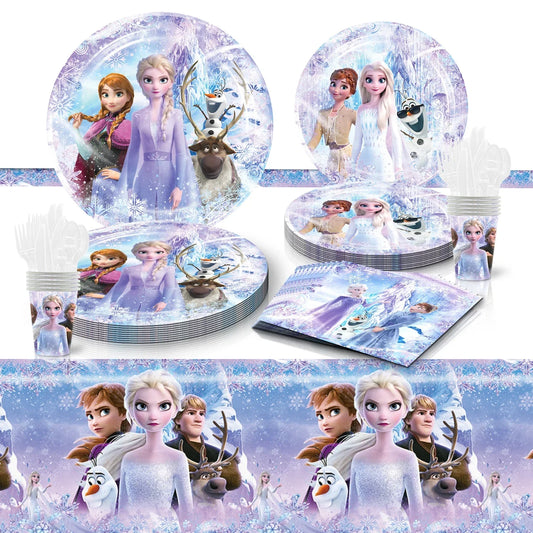 Frozen Party Supplies Bundle with Disposable Tableware and Decor - Perfect for Baby Showers and Birthday Parties