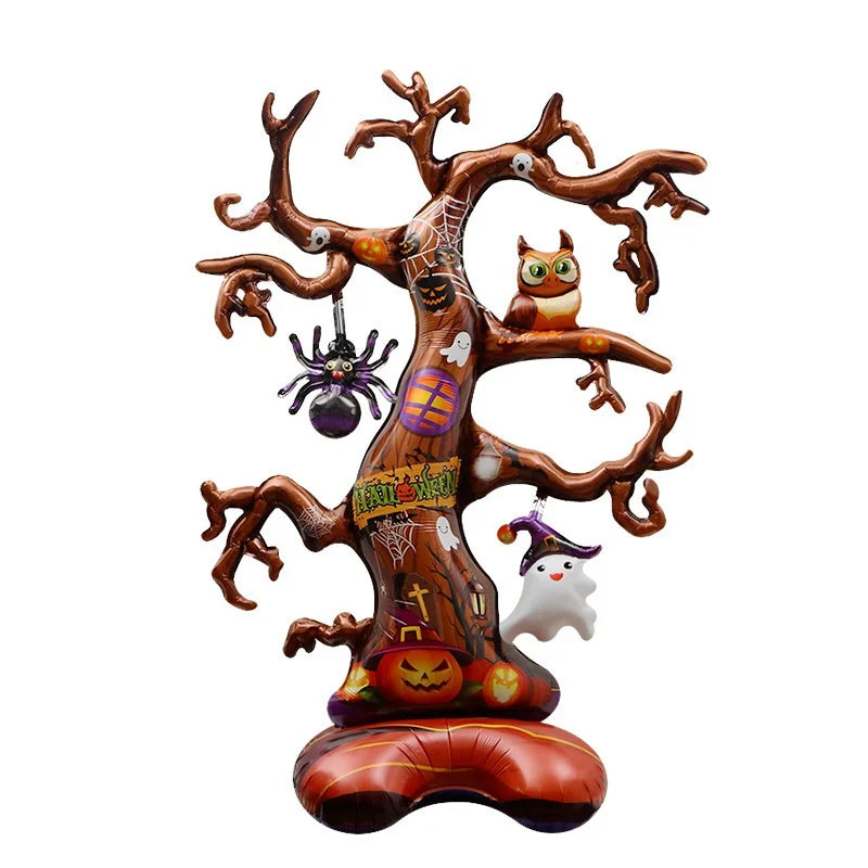 Spooky Inflatable Halloween Balloon Set - Ghost Tree, Pumpkin, Witch, Spider, Bat, and Mummy Decor for Kids' Parties