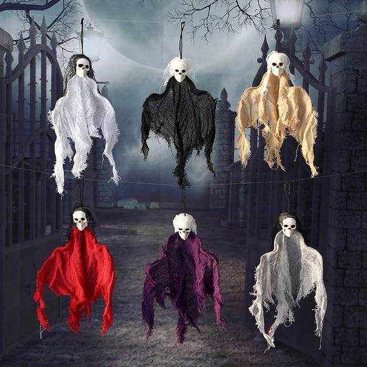 Hanging Skull Ghost Pendants for Halloween Decoration - Spooky Haunted House Party Props and Ornaments