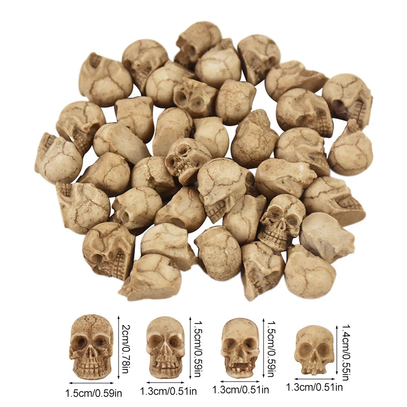 10/20pcs Spooky Skull Figurines - Creepy Resin Skeleton Decorations for Halloween Parties and Haunted Houses