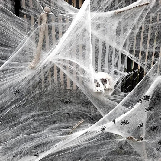 Spooky Artificial Spider Web Decorations for Halloween Parties and Haunted House Scenes