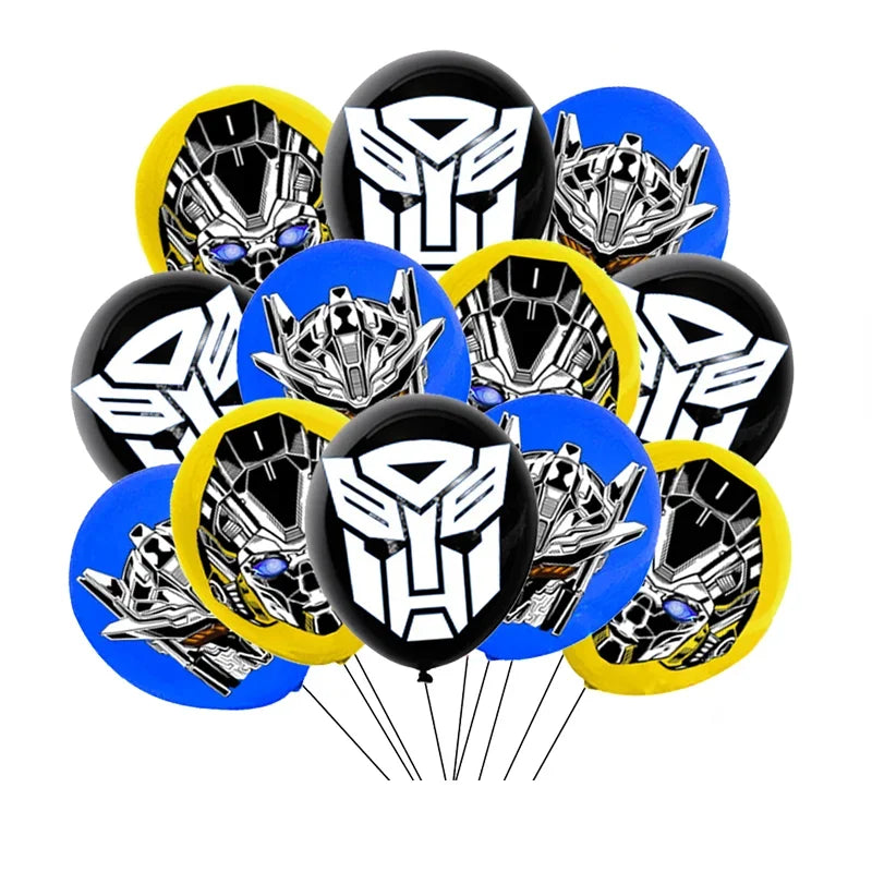 Transformers Robot Themed Birthday Party Supplies Kit for Boys - Decorations, Balloons, Tableware, Backdrop