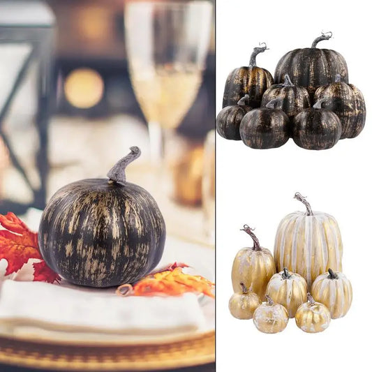 7-Piece Eco-Friendly Faux Pumpkins Set for Elegant Fall, Thanksgiving, and Halloween Decor