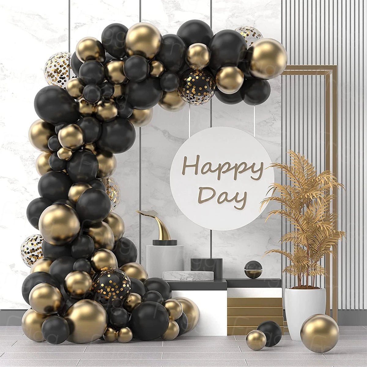 Black and Gold Balloon Arch Kit for Chic Celebrations