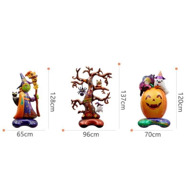 Spooky Inflatable Halloween Balloon Set - Ghost Tree, Pumpkin, Witch, Spider, Bat, and Mummy Decor for Kids' Parties