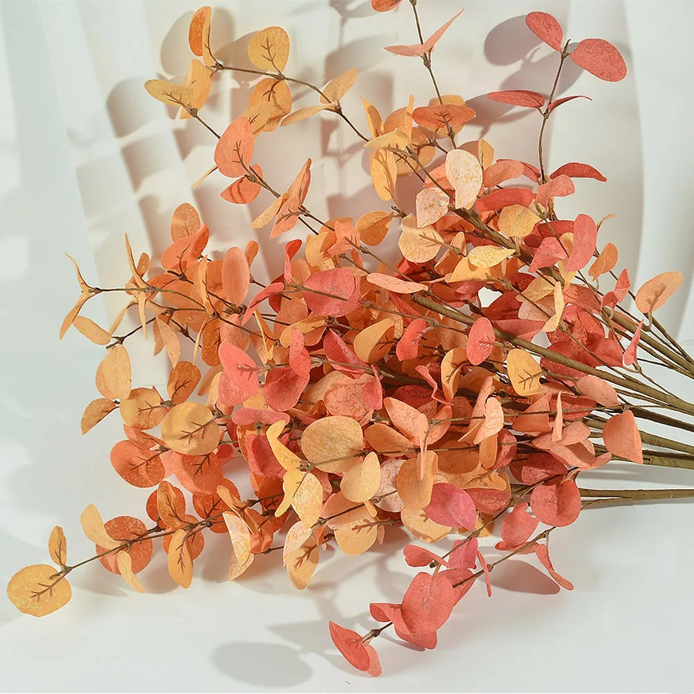 1/3Pcs Artificial Fall Eucalyptus Leaves Stem Autumn Leaf Branches For Home Indoor Wedding Table Centerpieces Thanksgiving Decor