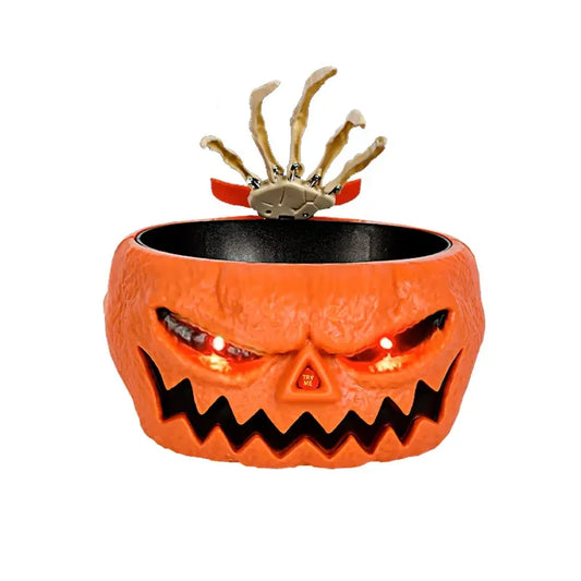 Spooky Electric Candy Bowl with Jumping Skull Hand and Creepy Eyes for Halloween Party Decoration