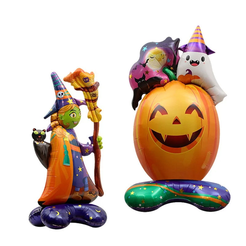 Spooky Inflatable Halloween Balloon Set - Ghost Tree, Pumpkin, Witch, Spider, Bat, and Mummy Decor for Kids' Parties