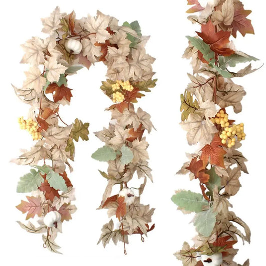 Autumn-Inspired Maple Leaf Garland - 3 Styles of Artificial Decor for Home, Weddings, Halloween, and Thanksgiving Celebrations