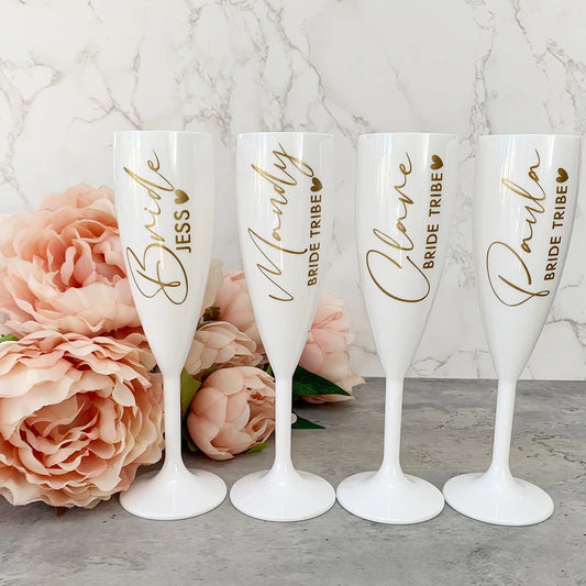 Customized White Plastic Champagne Glasses for Special Occasions