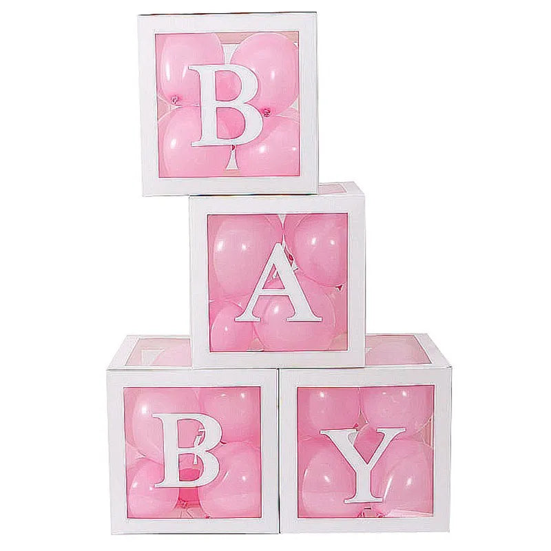 Transparent Letter Balloon Box Baby Shower Decorations Happy Birthday Wedding Decor 1st Birthday Party Supplies Balloon Box