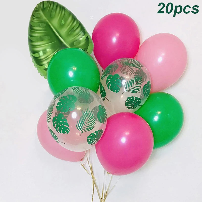 Tropical Luau Celebration Kit - Flamingo Garlands, Banner, and Balloons for a Festive Party Atmosphere