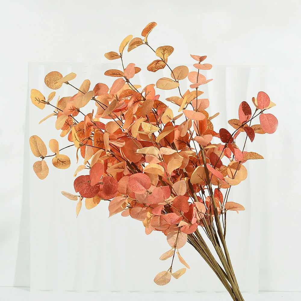 1/3Pcs Artificial Fall Eucalyptus Leaves Stem Autumn Leaf Branches For Home Indoor Wedding Table Centerpieces Thanksgiving Decor