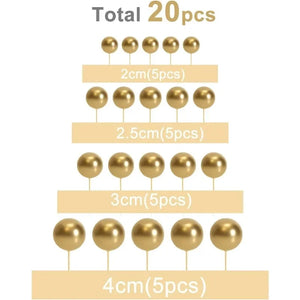 20-Piece Mini Balloon Cake Topper Decorations with Gold Ball Picks - Festive Cake Decor for Celebrations