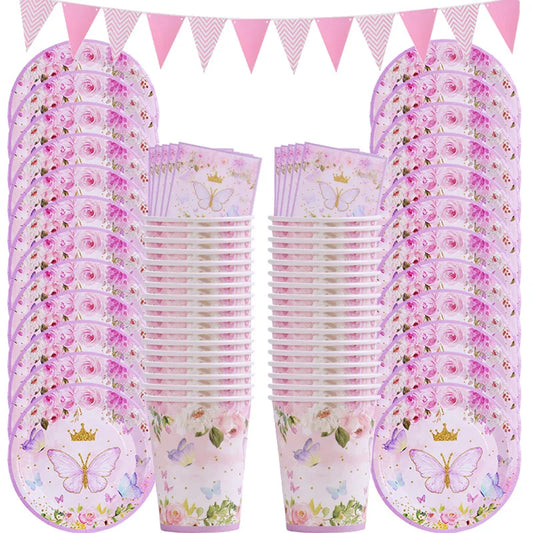 Butterfly Bliss Pink Party Tableware Bundle