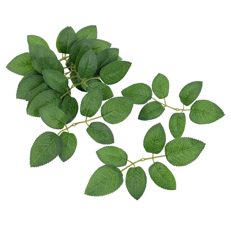 60Pcs Simulation Green Leaf Rose Leaves Christmas Decorations for DIY Home Wedding Bride Wrist Decorative Leaf Artificial Plants