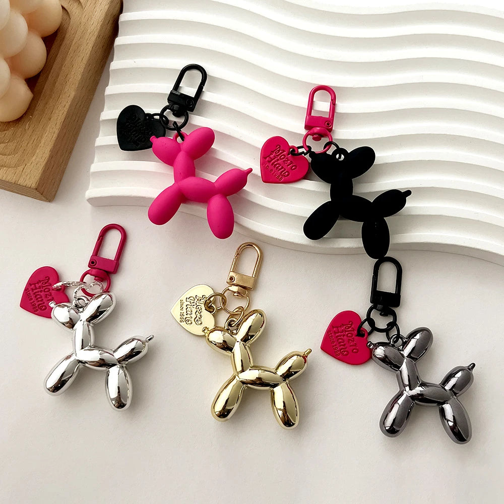 Whimsical Acrylic Cartoon Balloon Dog Keychains