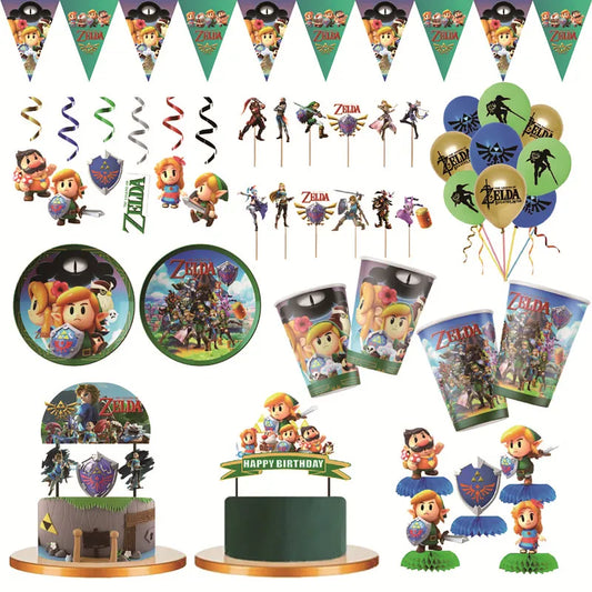 ZELDA Themed Disposable Party Supplies Set for Kids' Birthday Celebration