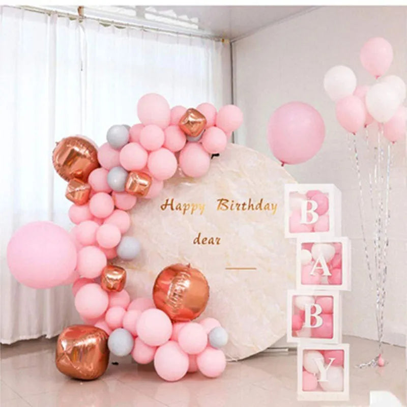 Transparent Letter Balloon Box Baby Shower Decorations Happy Birthday Wedding Decor 1st Birthday Party Supplies Balloon Box