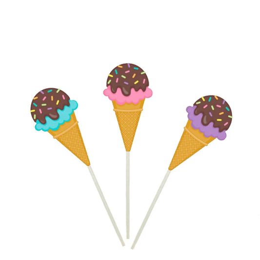 Ice Cream Cupcake Toppers - 24-Piece Set for Sweet Party Fun